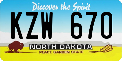ND license plate KZW670