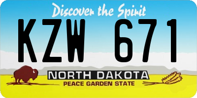 ND license plate KZW671