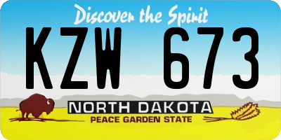 ND license plate KZW673