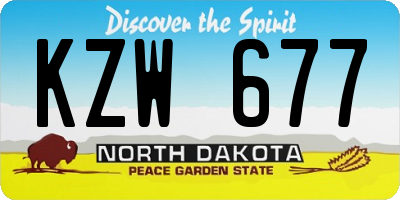 ND license plate KZW677