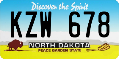 ND license plate KZW678