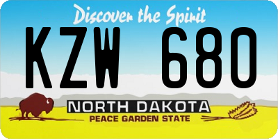 ND license plate KZW680