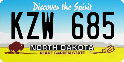 ND license plate KZW685