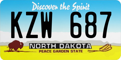 ND license plate KZW687