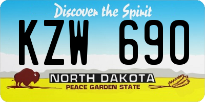 ND license plate KZW690