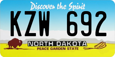 ND license plate KZW692