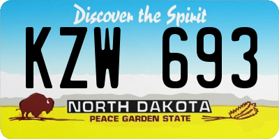 ND license plate KZW693