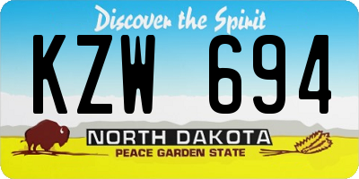 ND license plate KZW694