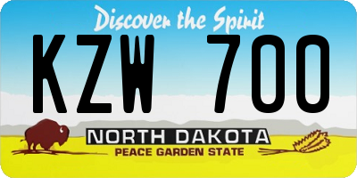 ND license plate KZW700