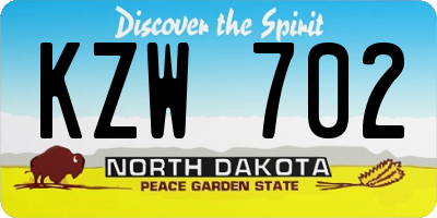 ND license plate KZW702