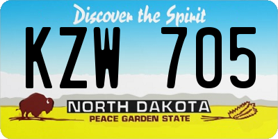 ND license plate KZW705