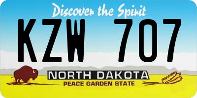 ND license plate KZW707