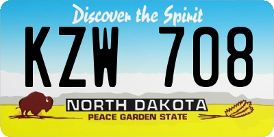 ND license plate KZW708