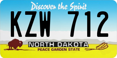 ND license plate KZW712