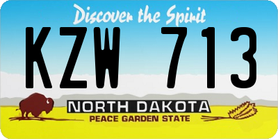 ND license plate KZW713