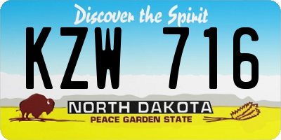 ND license plate KZW716