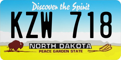 ND license plate KZW718