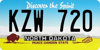 ND license plate KZW720