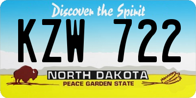 ND license plate KZW722