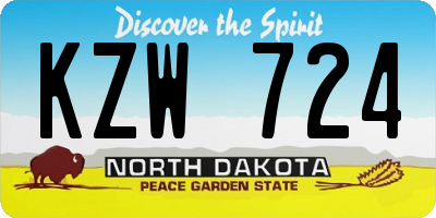 ND license plate KZW724