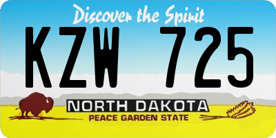 ND license plate KZW725