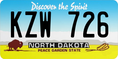 ND license plate KZW726