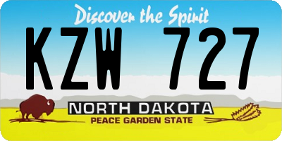 ND license plate KZW727