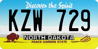 ND license plate KZW729