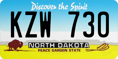 ND license plate KZW730