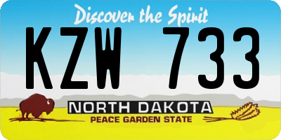 ND license plate KZW733