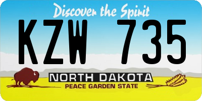 ND license plate KZW735