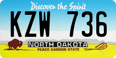 ND license plate KZW736