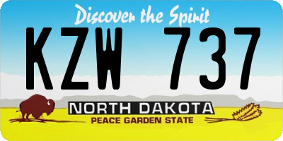 ND license plate KZW737