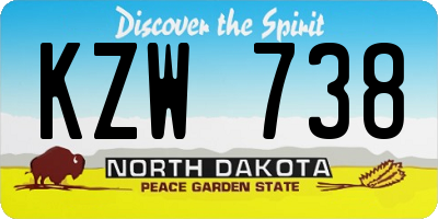 ND license plate KZW738