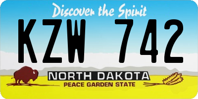 ND license plate KZW742