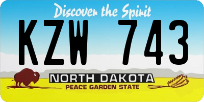 ND license plate KZW743