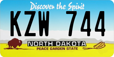 ND license plate KZW744