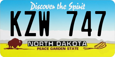 ND license plate KZW747