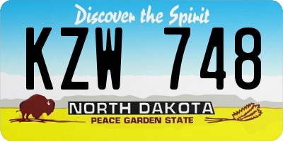 ND license plate KZW748