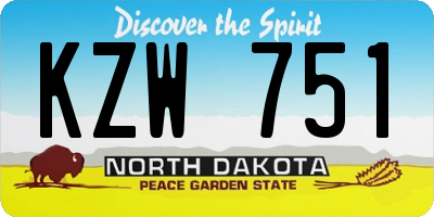 ND license plate KZW751