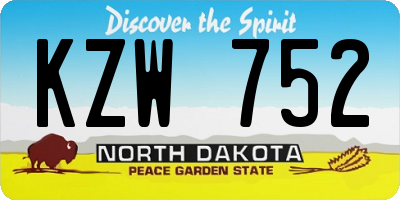 ND license plate KZW752