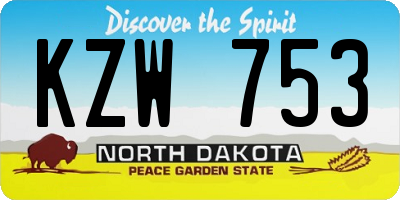 ND license plate KZW753