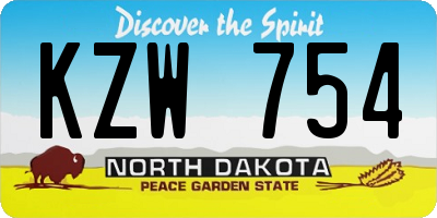 ND license plate KZW754