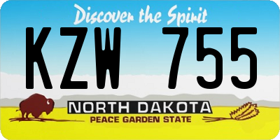ND license plate KZW755