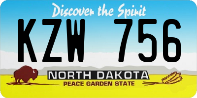 ND license plate KZW756