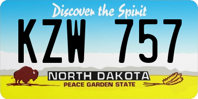 ND license plate KZW757