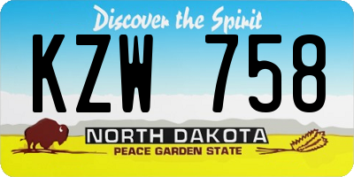 ND license plate KZW758