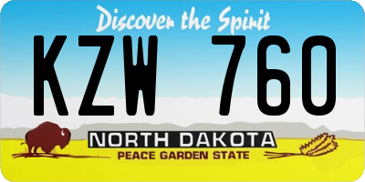 ND license plate KZW760