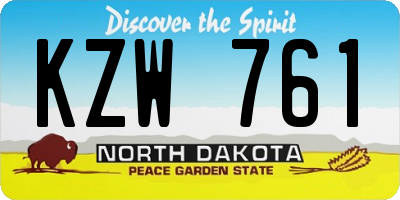 ND license plate KZW761