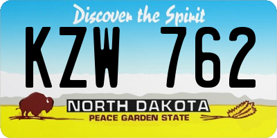 ND license plate KZW762